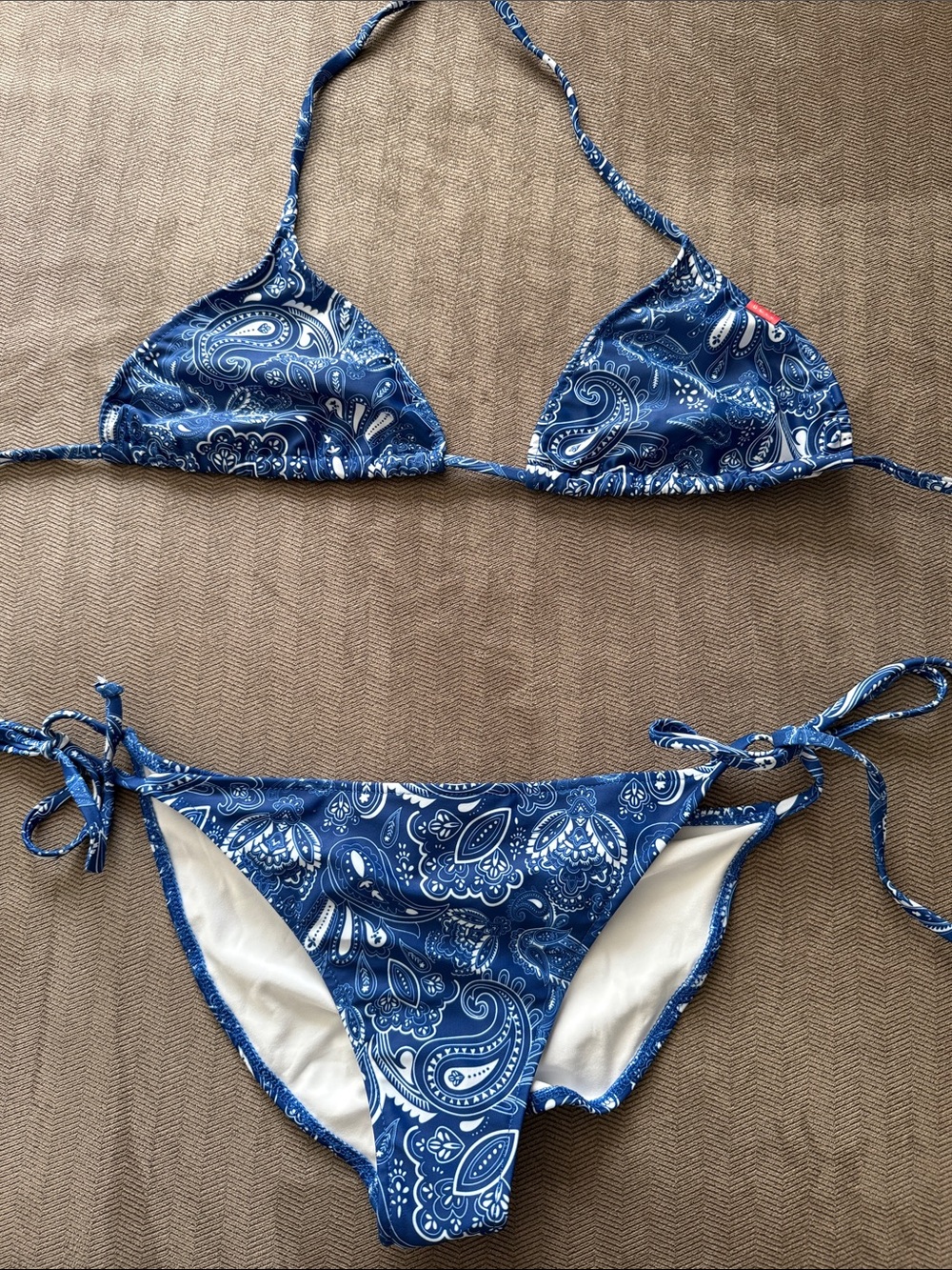 DOLL Blue Paisley Tie-Side Triangle Bikini Set - NEW!
